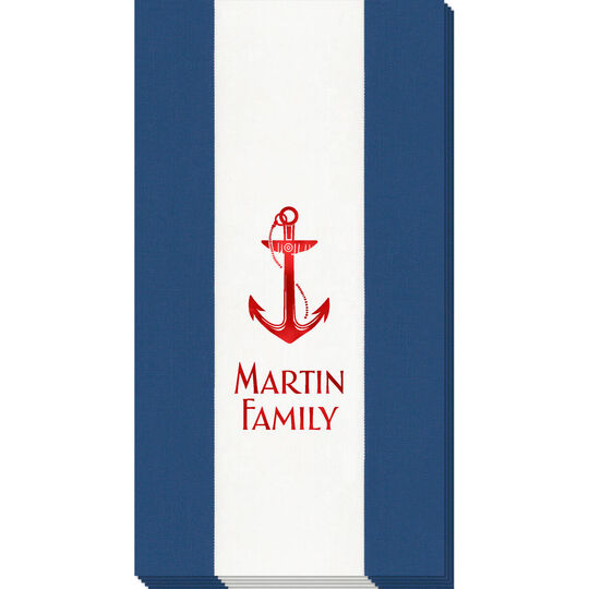 Navy Bandol Stripe Caspari Guest Towels
